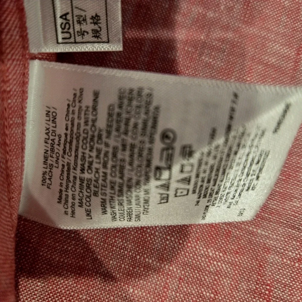 Brooks Brothers 1818 100% Irish Linen Long Sleeve Red Button Up Shirt Sz Large - Picture 9 of 10